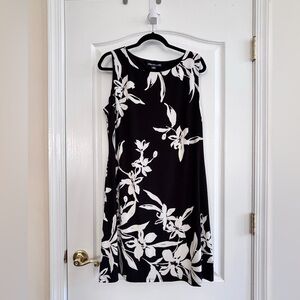 “American Living” Black and White Floral Sleeveless Dress Sz 16 Like New